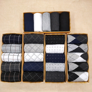 男袜子Mens 5Pcs Cotton Socks For Men 2020 Dress Sock Stripe