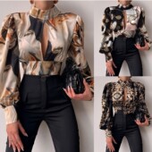 long Backless sleeved female Lantern Women Blouse Shirt tops