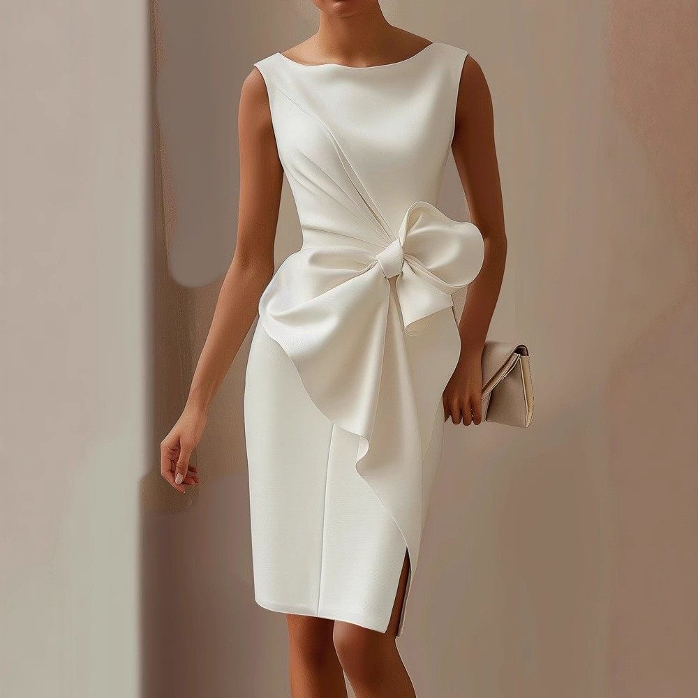 Women Party Dress 2025欧美时尚女装蝴蝶结装饰礼服派对连衣裙