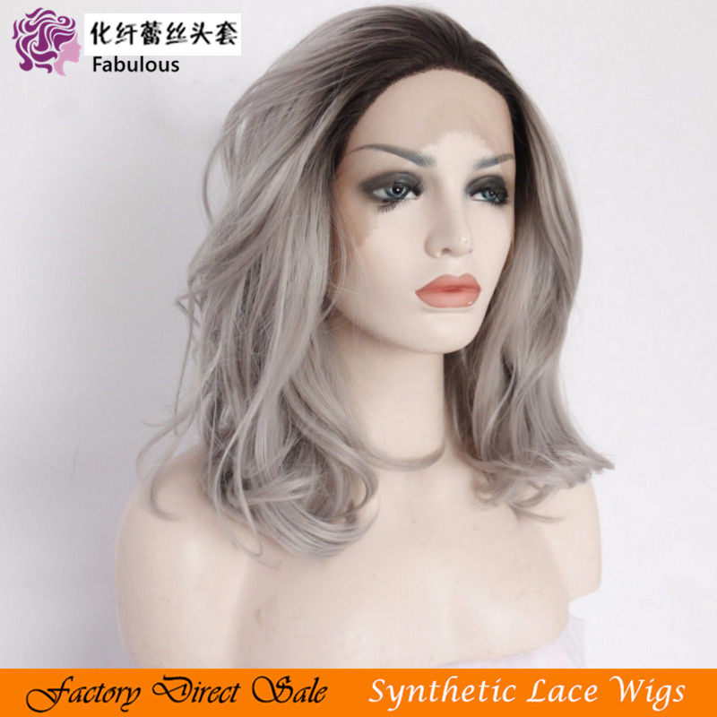 black ombre silver grey Fiber Lace Headgear synthetic lace wigsin the Hair Care/Wig , Wig , Whole wig  category - from Buy2taobao.com to provide professional Taobao agent buy service