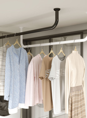 不锈钢加厚晾衣杆阳台固定式打孔顶侧装室内外家用单杆挂晒晾衣架