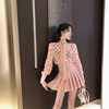 Lala Simplicity Famous temperament Ribbon Wave Chiffon shirt Paige Sweet Bouffancy skirt Short skirt