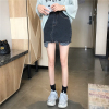 Lala personality Plaid pocket Paige cowboy skirt Female bag Self cultivation Show thin Flash Short skirt