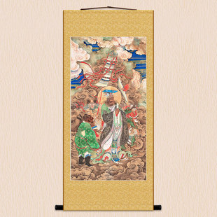 阎罗王清代阎摩罗王尊天挂画 中式客书房装饰丝绸画 绢布材质定制