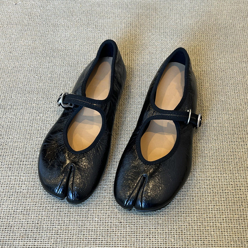 羊皮版~韩版新款小众猪蹄分趾鞋女复古浅口一字扣玛丽珍平底单鞋,女鞋,浅口单鞋,淘宝优惠券,粉丝福利购,淘宝优惠卷