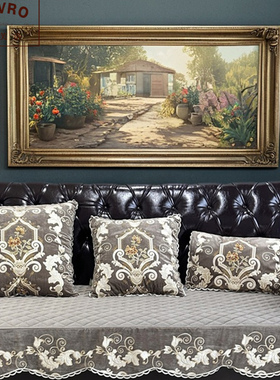 巴芙洛咖色绒面沙发垫简约欧式刺绣沙发坐垫定制贵妃沙发巾中古风