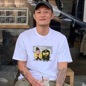 美式 夏季 潮流宽松学生纯棉潮牌大码 半袖 余文乐短袖 体恤衫 t恤男士