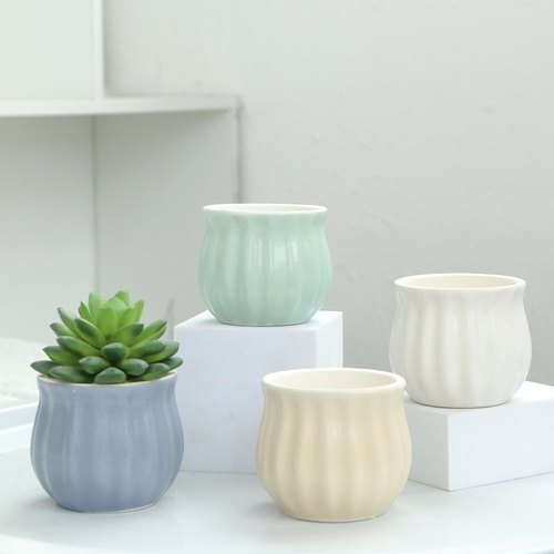 网红马卡龙多肉花盆陶瓷简约ins风肉肉盆家用室内桌面绿植种植盆