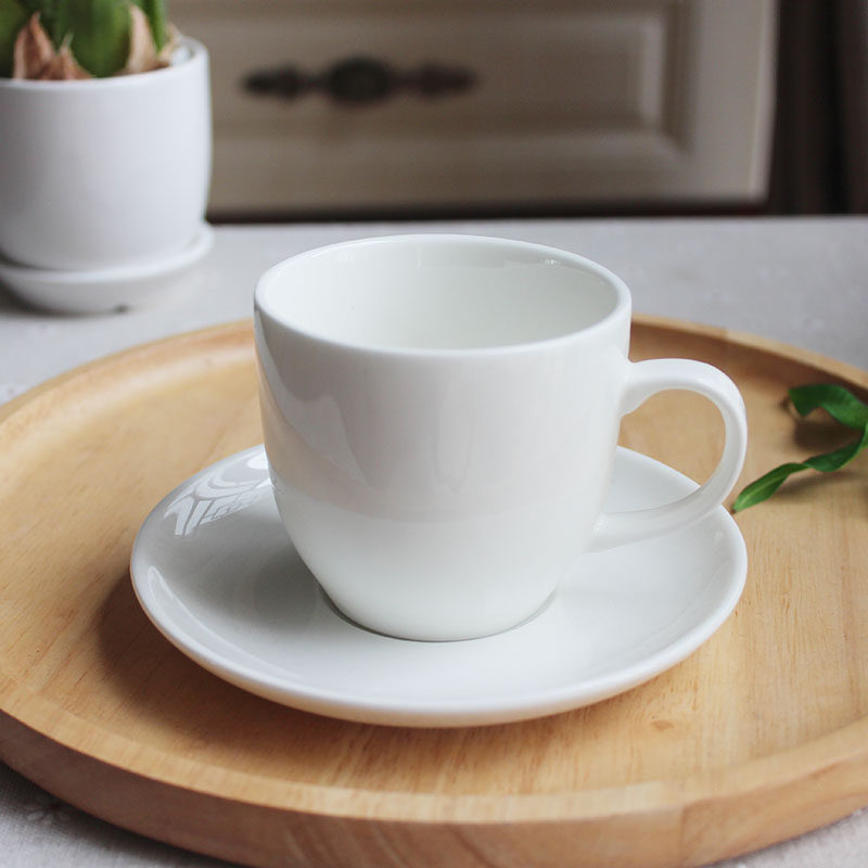 纯白陶瓷杯有耳茶杯美星杯简欧咖啡杯下午茶杯养生花茶杯150ml