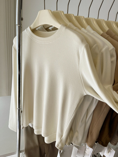 圆领or小立领~双面慕斯绒打底衫女秋冬加厚宽松显瘦内搭T恤上衣