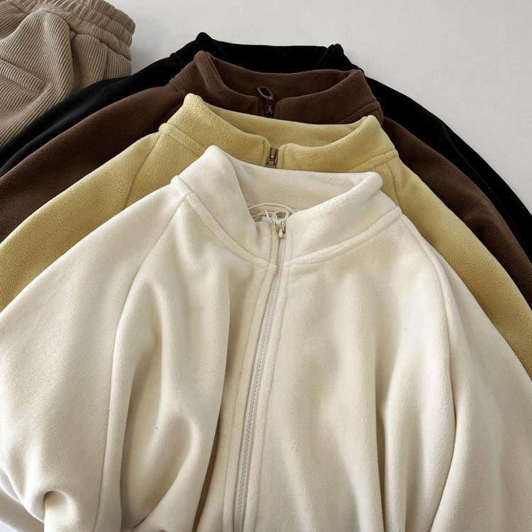 摇粒绒蓄热立领卫衣外套女秋冬 加绒加厚宽松休闲拉链开衫上衣,女装/女士精品,短外套,淘宝优惠券,粉丝福利购,淘宝优惠卷