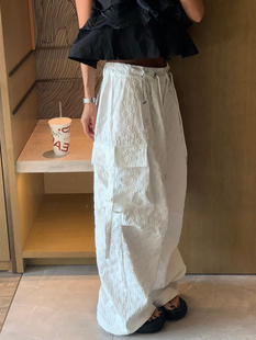 韩国轻奢设计师25款高腰抽绳工装风显瘦休闲裤高个子女生工装裤