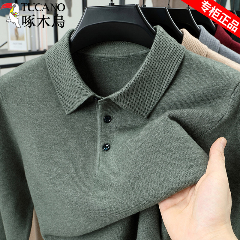 啄木鸟冬季加绒加厚男士羊毛POLO针织衫中老年爸爸装百搭保暖毛衣,男装,针织衫/毛衣,淘宝优惠券,粉丝福利购,淘宝优惠卷