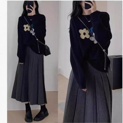 2024秋冬新款百褶半身裙穿搭套装