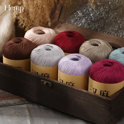 夏季新品手编汉麻中空线空心蕾丝中粗手编亚麻线帽子遮阳帽毛线团