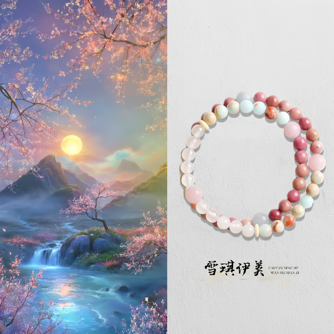 新中式手链紫锂辉寿山石彩色金丝玉黄水晶紫水晶手链双圈跑环百搭