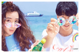 创意马赛克眼镜旅拍婚纱摄影道具万花筒墨镜外景主题照相太阳镜