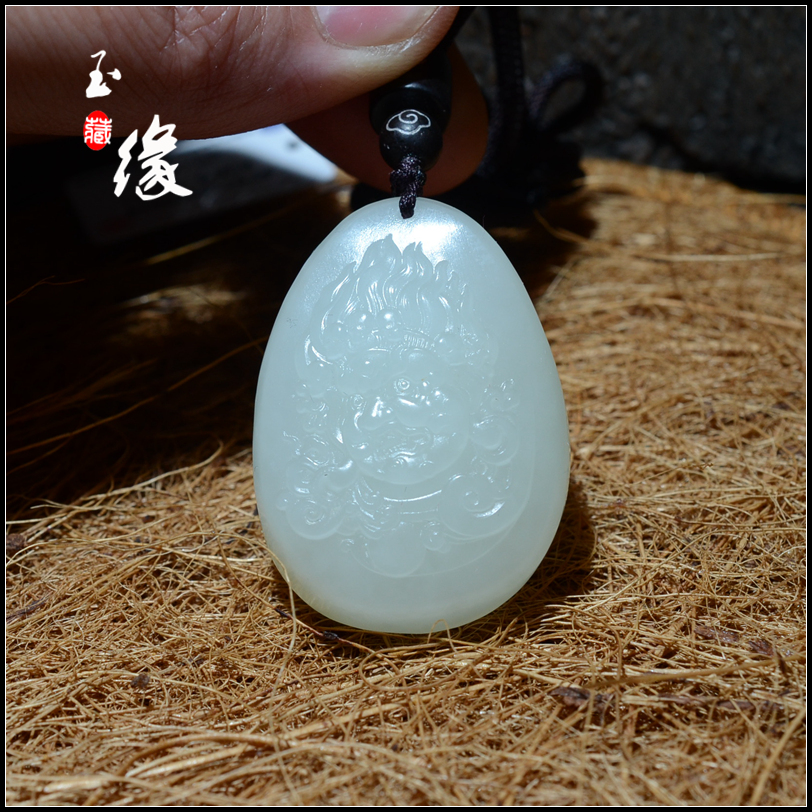 新疆和田玉挂件且末山料白玉高青白黄财神玉之缘男女款新品挂坠玉