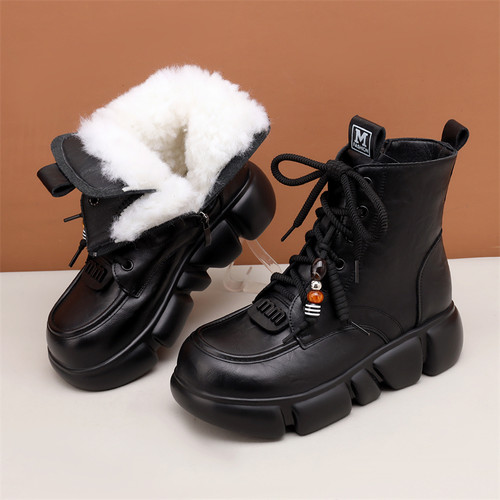 冬季马丁靴女加绒加厚底棉靴