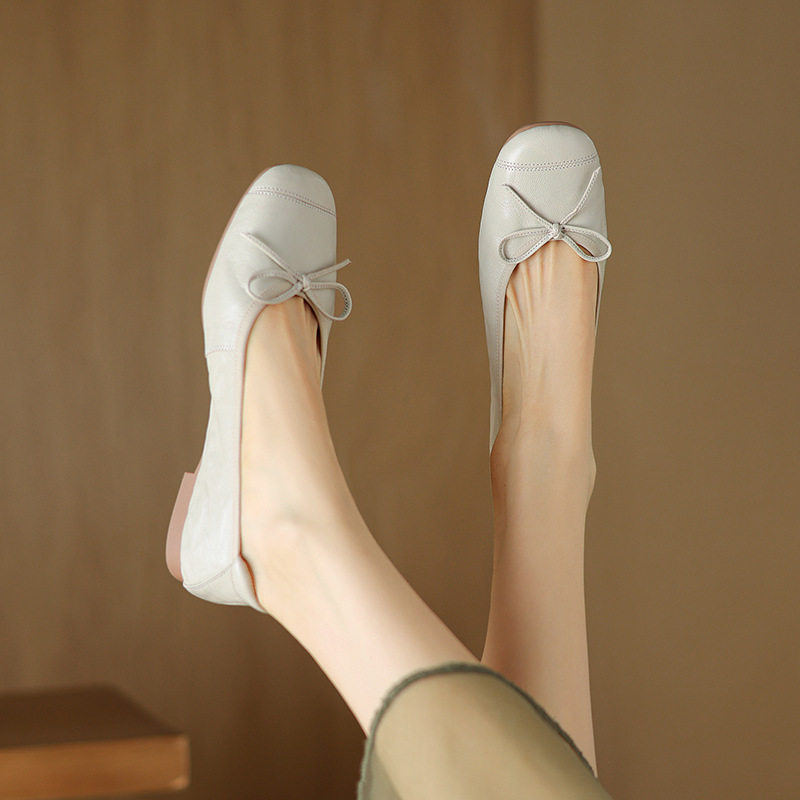 牛皮手工女鞋春夏浅口软平底单鞋真皮法式蝴蝶结豆豆鞋女芭蕾舞鞋,女鞋,时尚芭蕾鞋,淘宝优惠券,粉丝福利购,淘宝优惠卷