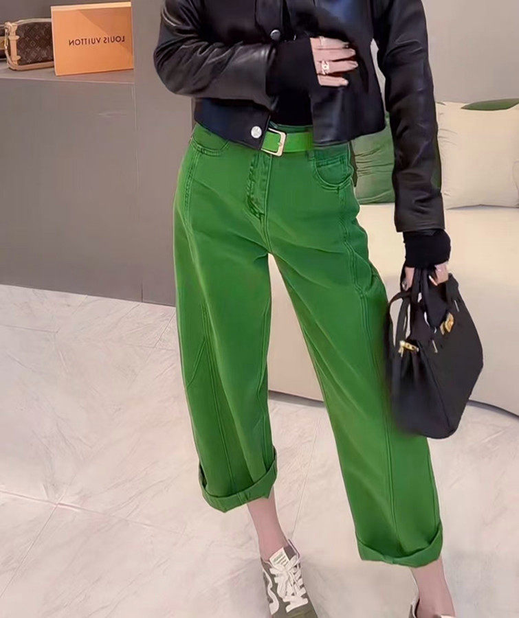 2026春季新款洋气糖果色弯刀牛仔裤女百搭休闲八分直筒裤潮