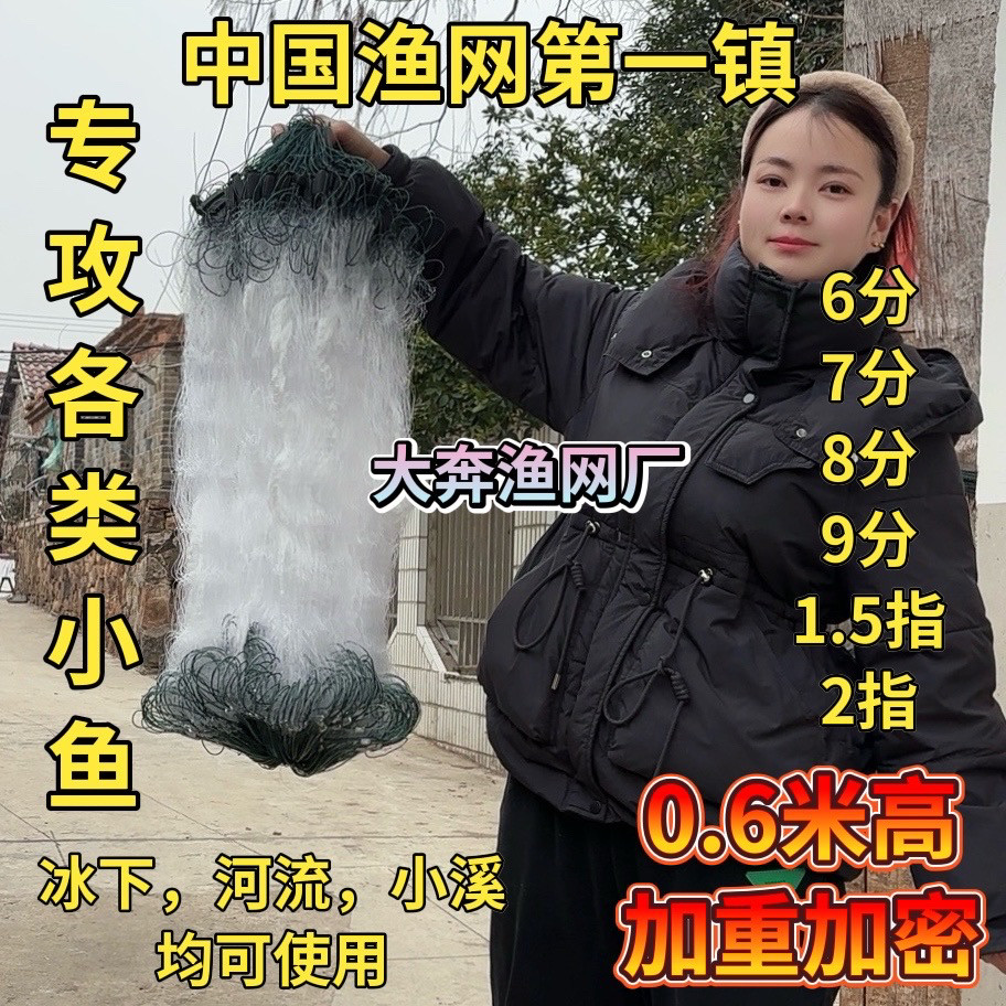 加重加密白条鲫鱼网小外套50米长三层网餐条刁子鱼柔丝软丝