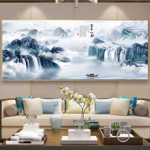 闪石优品中式客厅大气山水画