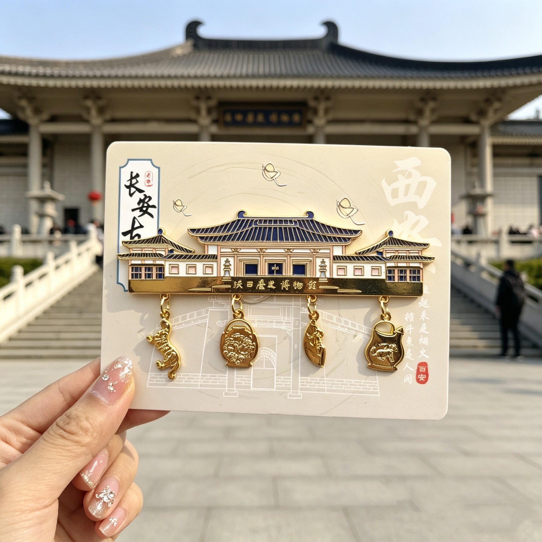 陕西历史博物馆金属冰箱贴西安文创纪念品虎符倒流壶旅游伴手礼