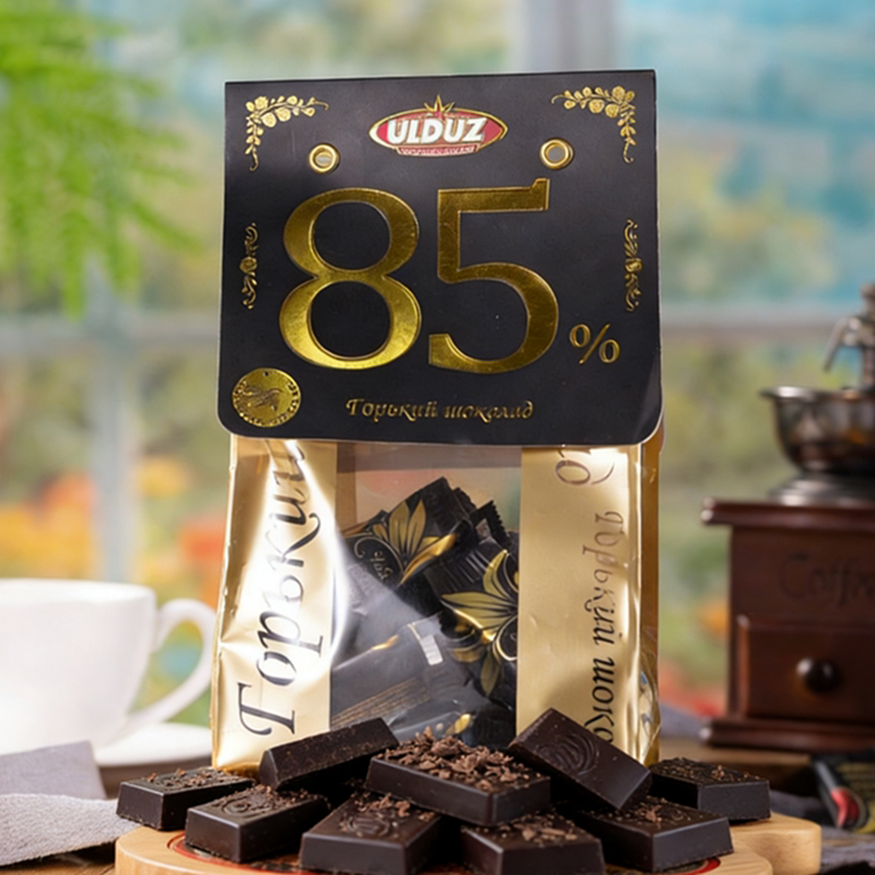 俄罗斯风味95%纯黑苦巧克力纯可可脂代餐零食品200克原袋装进口