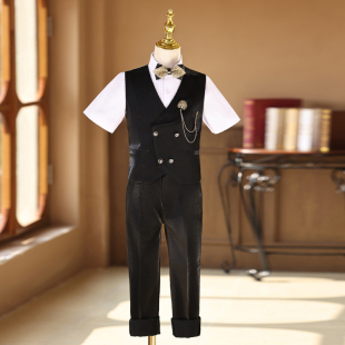 男童主持人礼服生日高端英伦风诗歌朗诵走秀唱歌男孩钢琴演出服夏