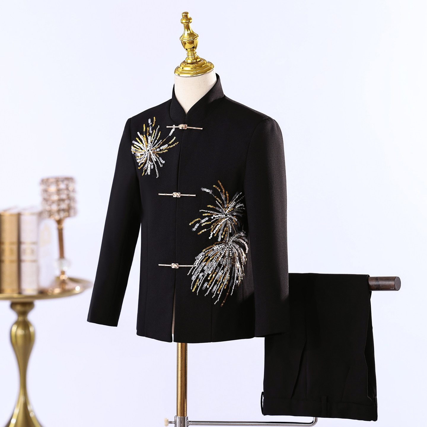 男童中式礼服高端诗歌朗诵主持人西服中山装中国风男孩钢琴演出服