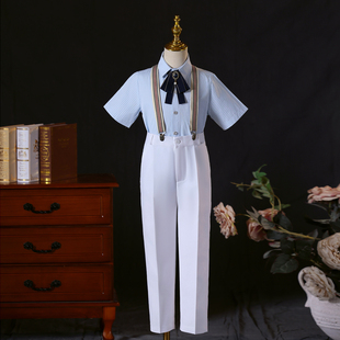 男童主持人礼服白色高级感演讲比赛学生合唱毕业服装钢琴演奏六一