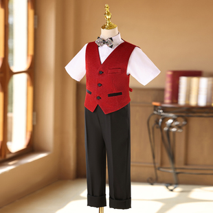 男童礼服高端主持人演讲唱歌朗诵演出服花童生日男孩钢琴演出服夏