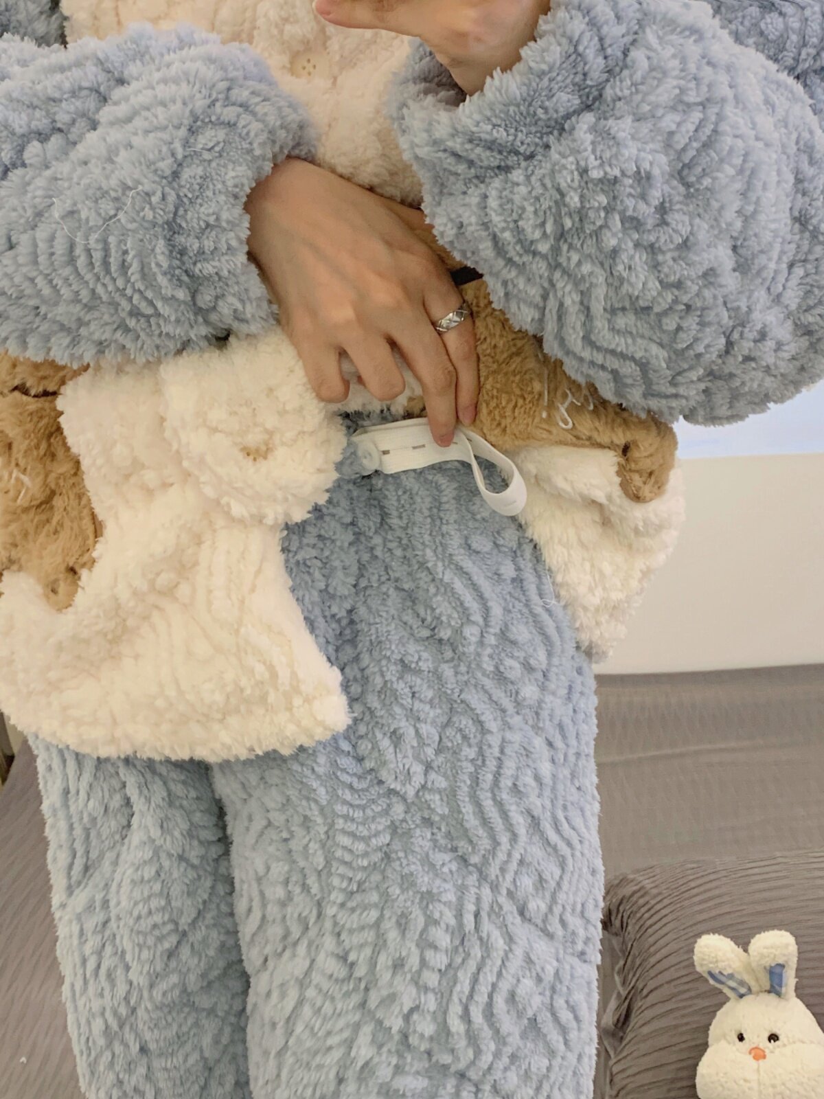 가을 겨울 삼겹 누비옷 산후복 플러스 벨벳과 두꺼운 가정복 임부복 수유잠옷 산후복
