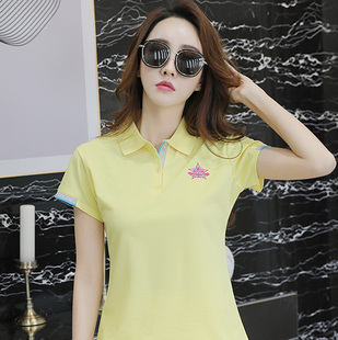 2026短袖t恤女士夏衣翻领上衣休闲运动秋装遮肚子有领POLO打底衫