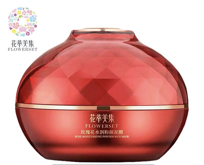 花萃美集玫瑰花水润粉颜泥膜舒缓匀亮柔嫩润泽保湿水洗式涂抹面膜
