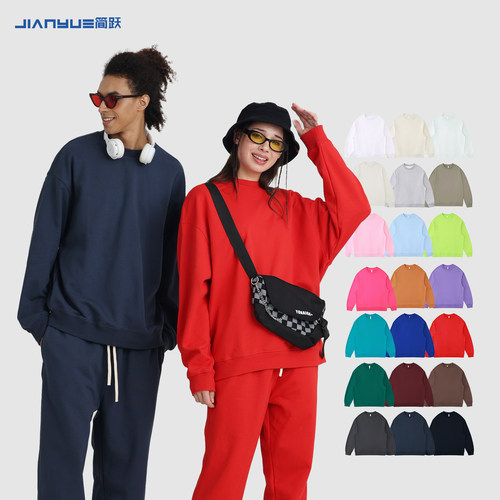 高品质圆领重磅浅抓绒卫衣印图案