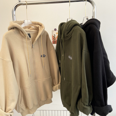 2025冬加厚羊羔毛拉链卫衣外套