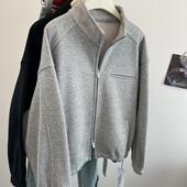 柠波家 韩系立领双头拉链加绒加厚卫衣女冬季 宽松休闲小个子外套