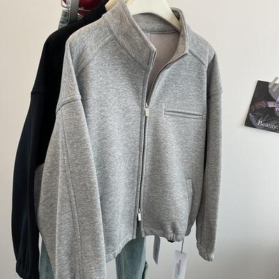 立领双头拉链加绒加厚卫衣女冬季