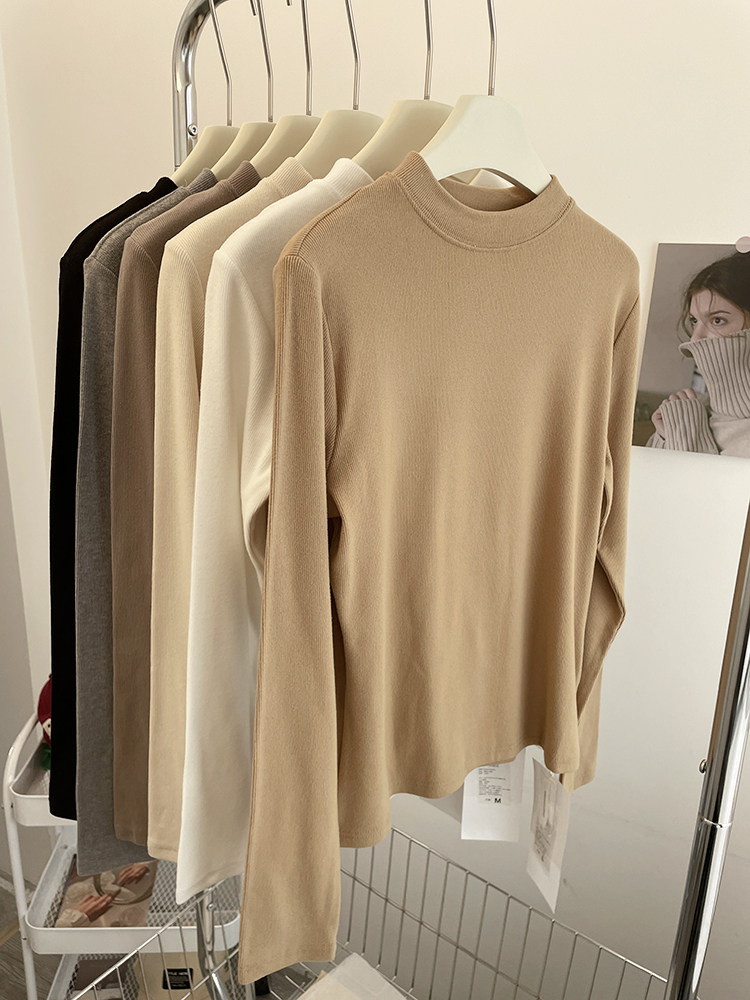 柠波家。秋冬软糯弹力螺纹绒感长袖T恤女修身显瘦立领内搭打底衫,女装/女士精品,T恤,淘宝优惠券,粉丝福利购,淘宝优惠卷