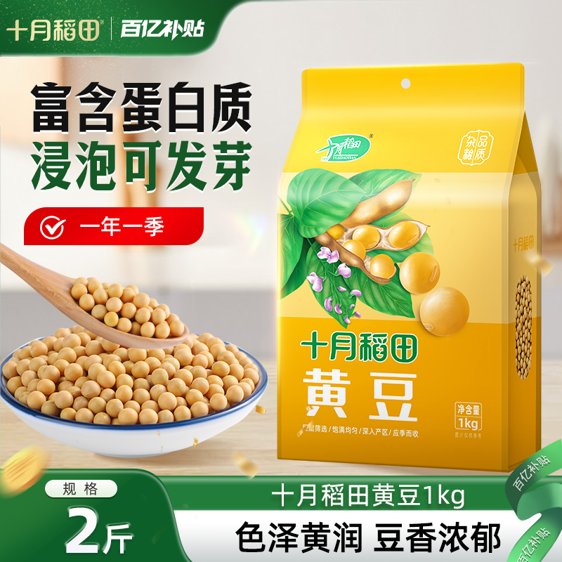 十月稻田东北黄豆1kg大豆粗粮杂粮2斤真空包装可生豆芽可打豆浆