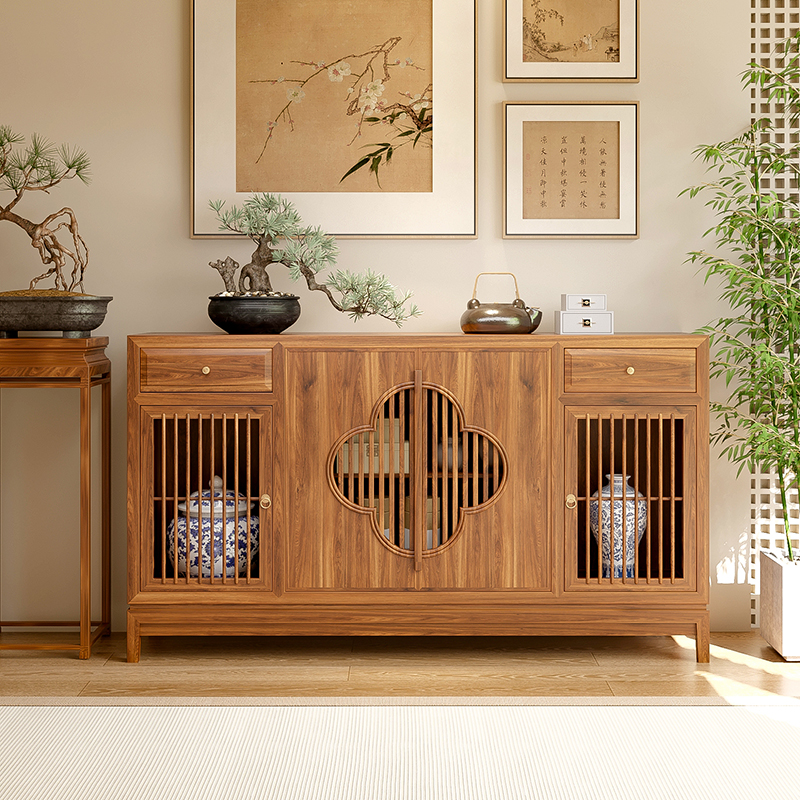 新中式榆木餐边柜入户玄关柜