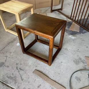 新中式 餐登实木茶桌茶凳餐桌小凳子休闲凳子 简约老榆木凳子换鞋