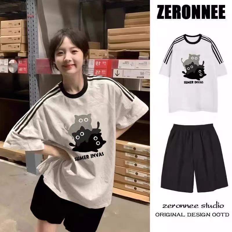 女童夏季短袖套装2025新款