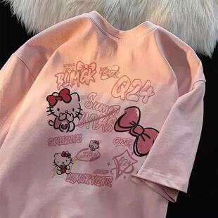 洋气凯蒂猫中大童上衣服 2026新款 HelloKitty女童纯棉短袖 T恤夏季