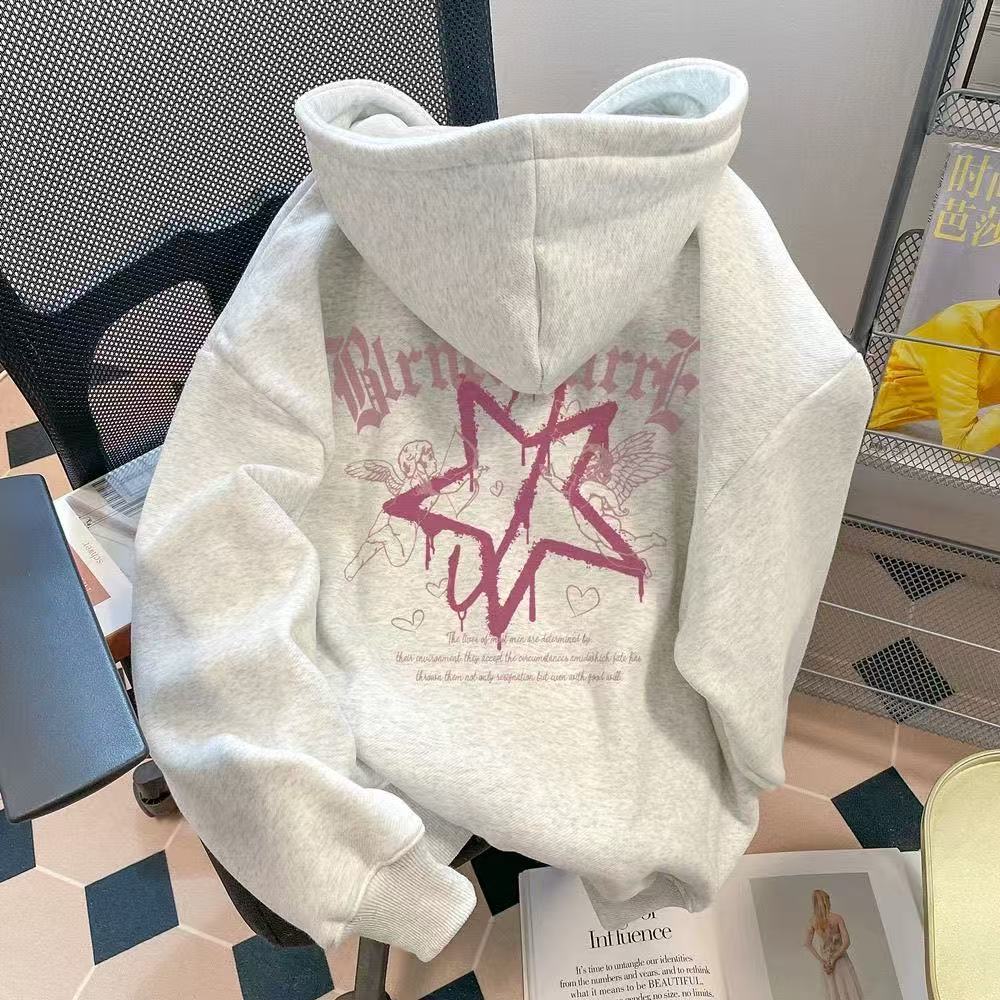 星星印花连帽卫衣中大童秋冬款