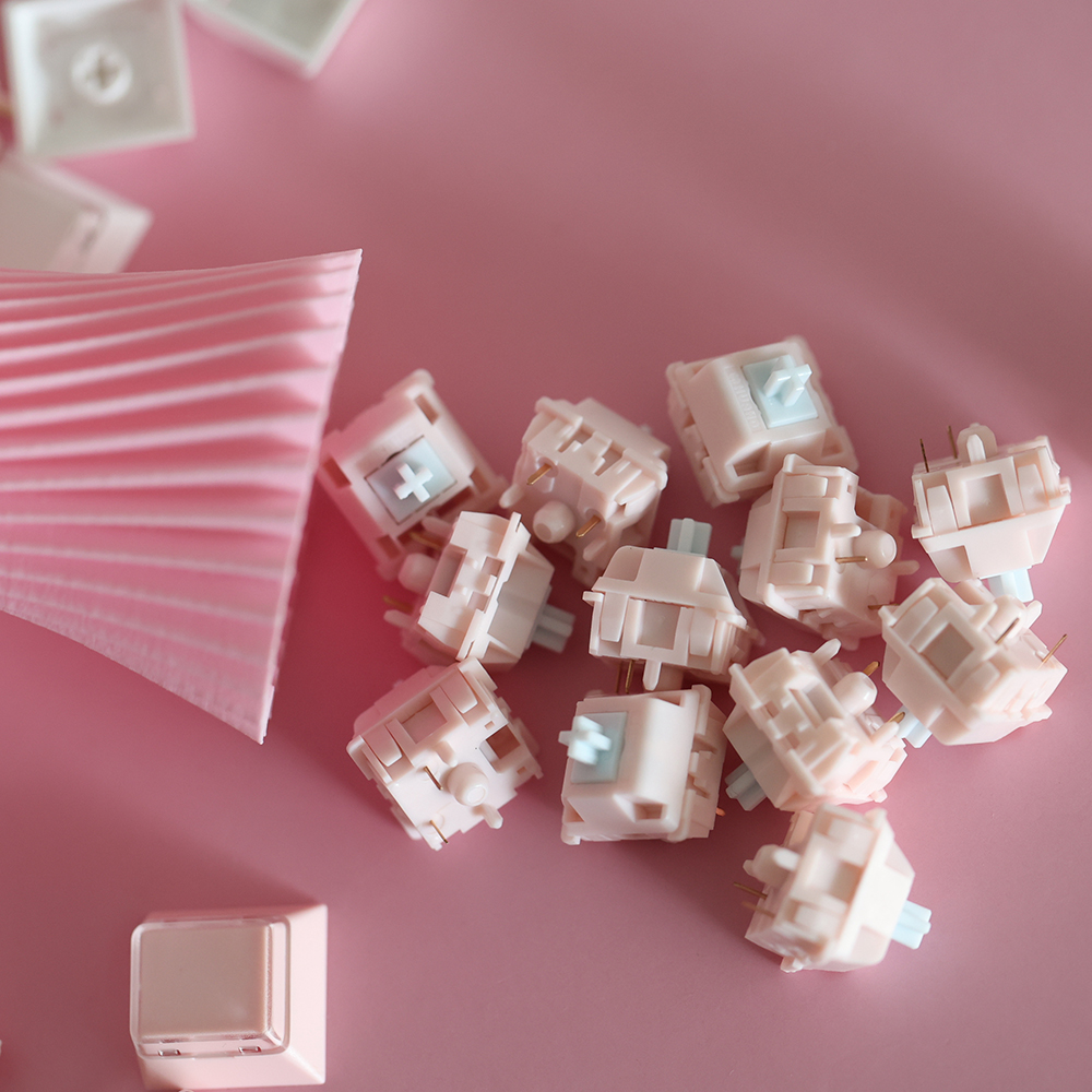 Sarokeys 莓有拿铁线性轴触底50g客制化开关hifi热拔插体机械键盘