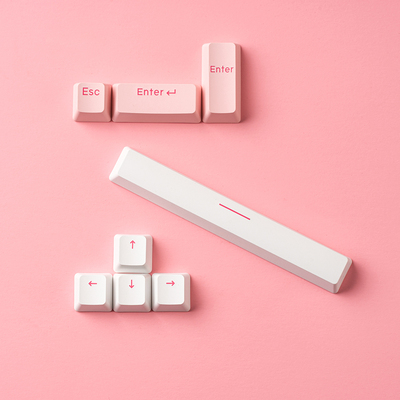 PBT材质红色ESC 回车键 粉 蓝 绿色6.25U空格方向键 OEM高度键帽