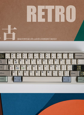 JKDK 复古retro PBT原厂热升华 68 980 75 87 104 客制化机械键帽